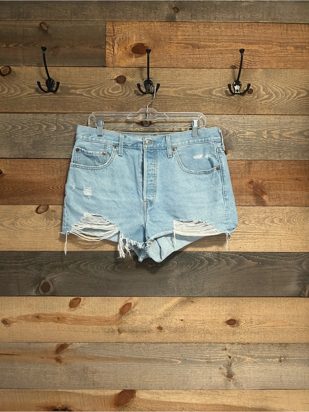 Levi's Light Blue Distressed Cutoff Jean Shorts